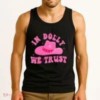 In Dolly We Trust Pink Hat Tank Top thumb 3