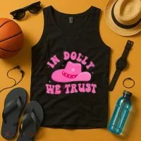In Dolly We Trust Pink Hat Tank Top thumb 4