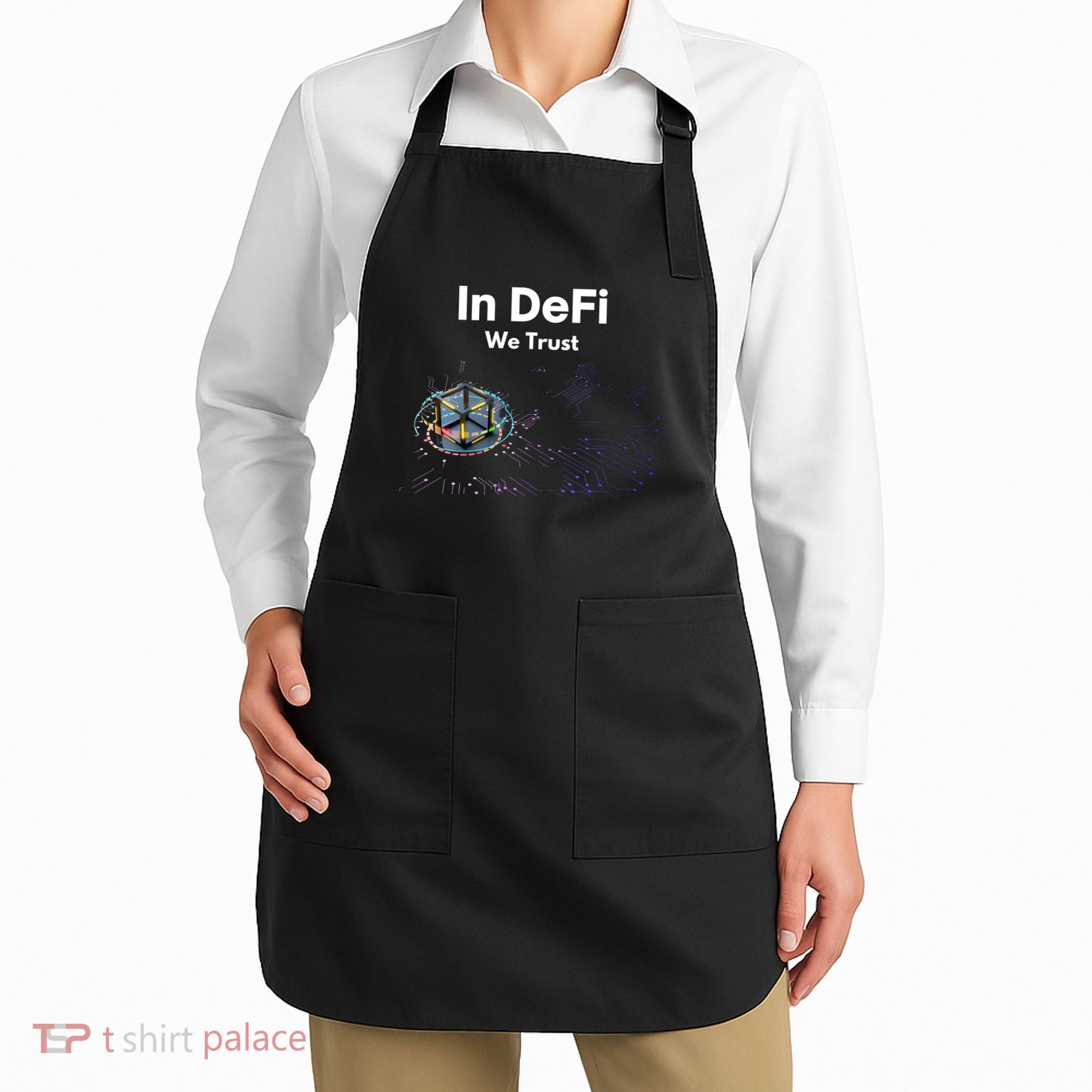 In DeFi We Trust Cryptocurrency Bitcoin Ethereum Blockchain Apron