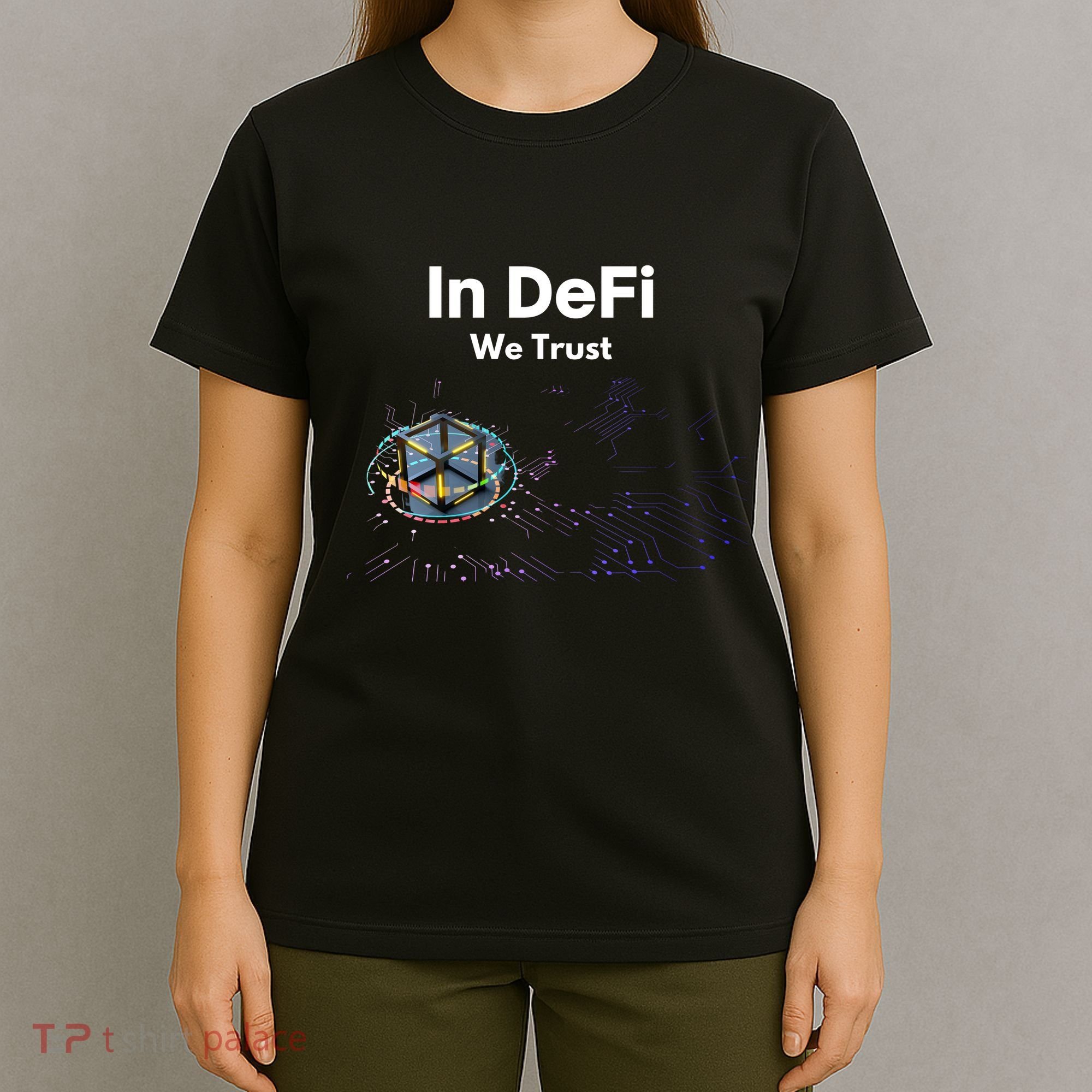 In DeFi We Trust Cryptocurrency Bitcoin Ethereum Blockchain T-Shirt