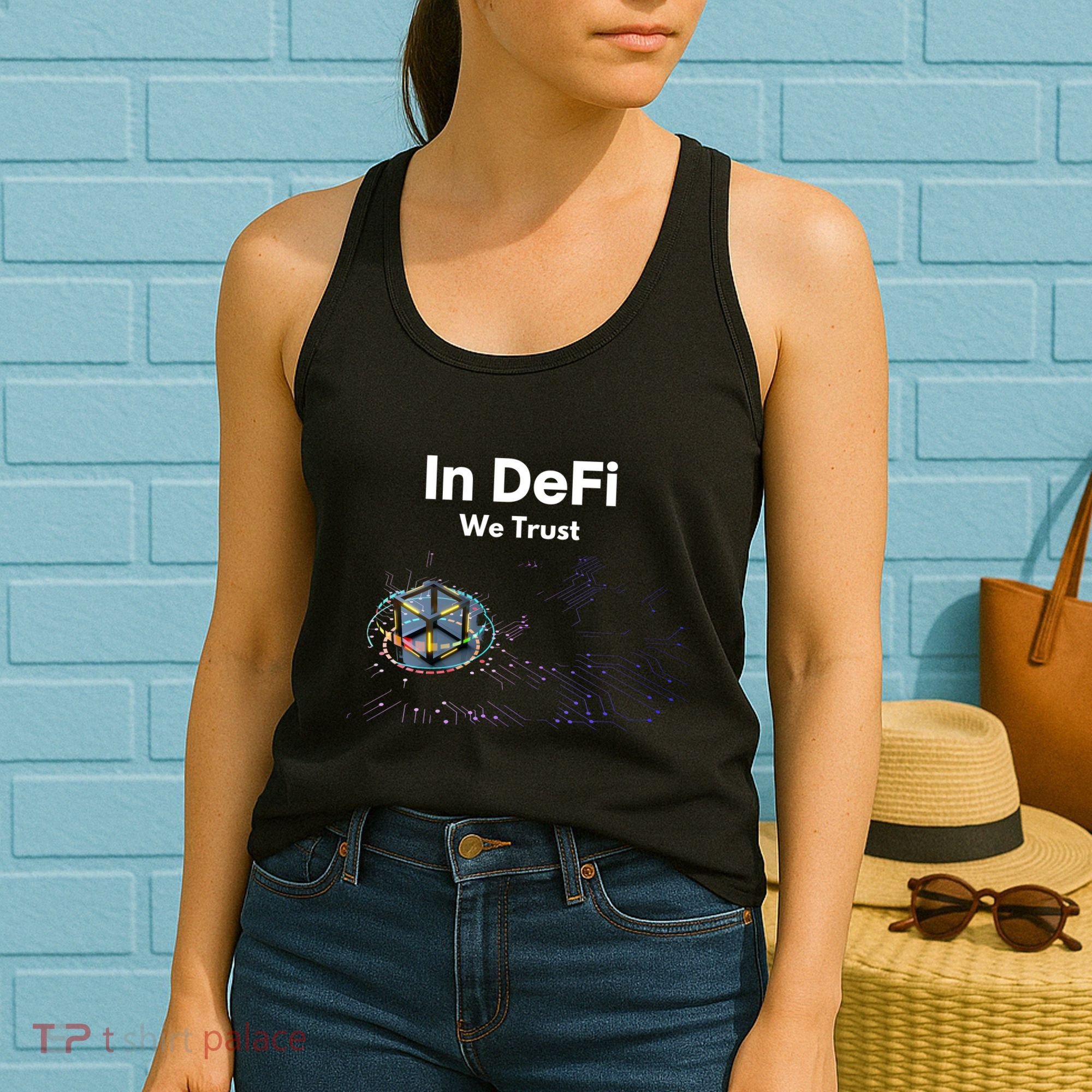 In DeFi We Trust Cryptocurrency Bitcoin Ethereum Blockchain Women's Tank Top