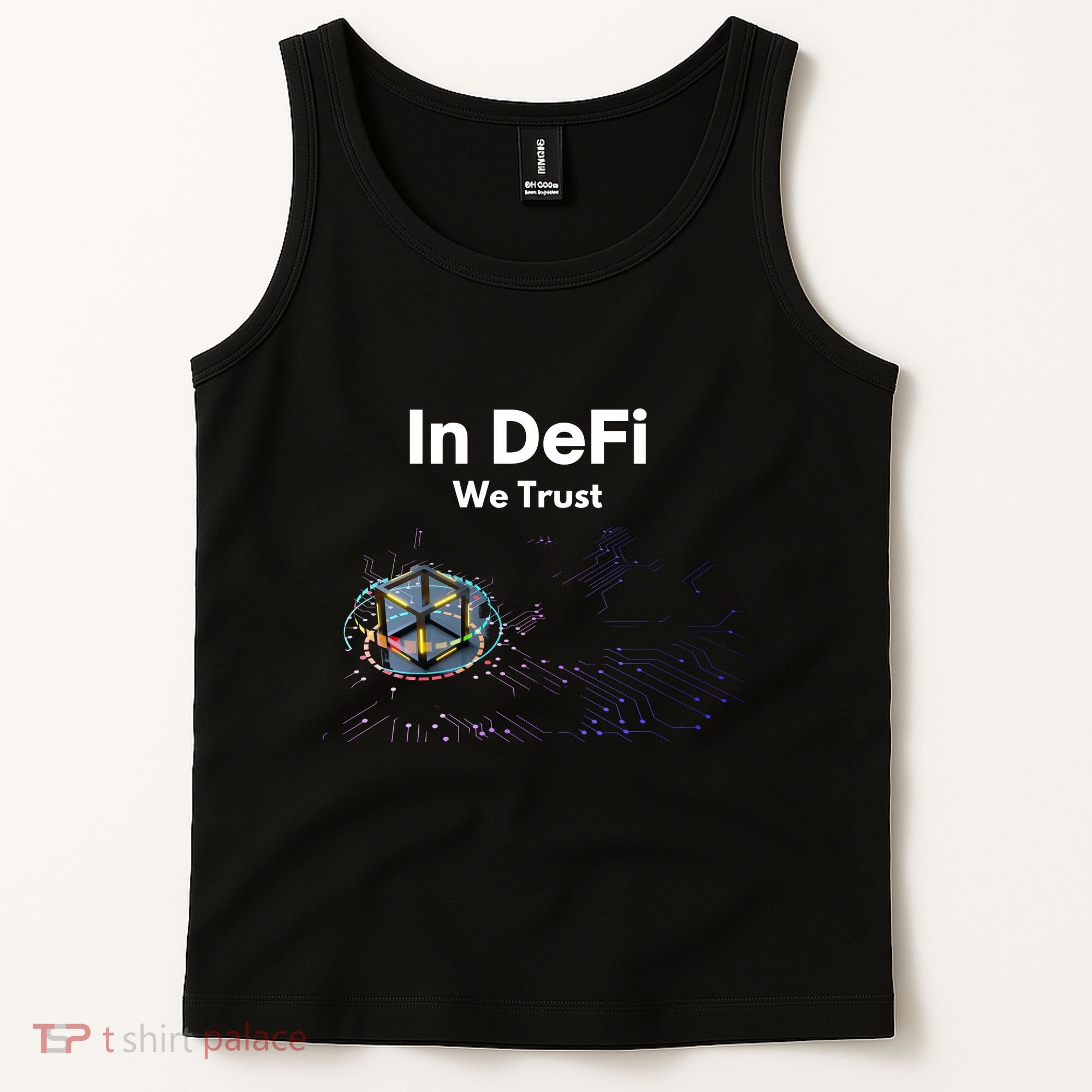In DeFi We Trust Cryptocurrency Bitcoin Ethereum Blockchain Tank Top