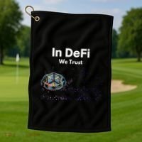 In DeFi We Trust Cryptocurrency Bitcoin Ethereum Blockchain Golf Towel thumb 1