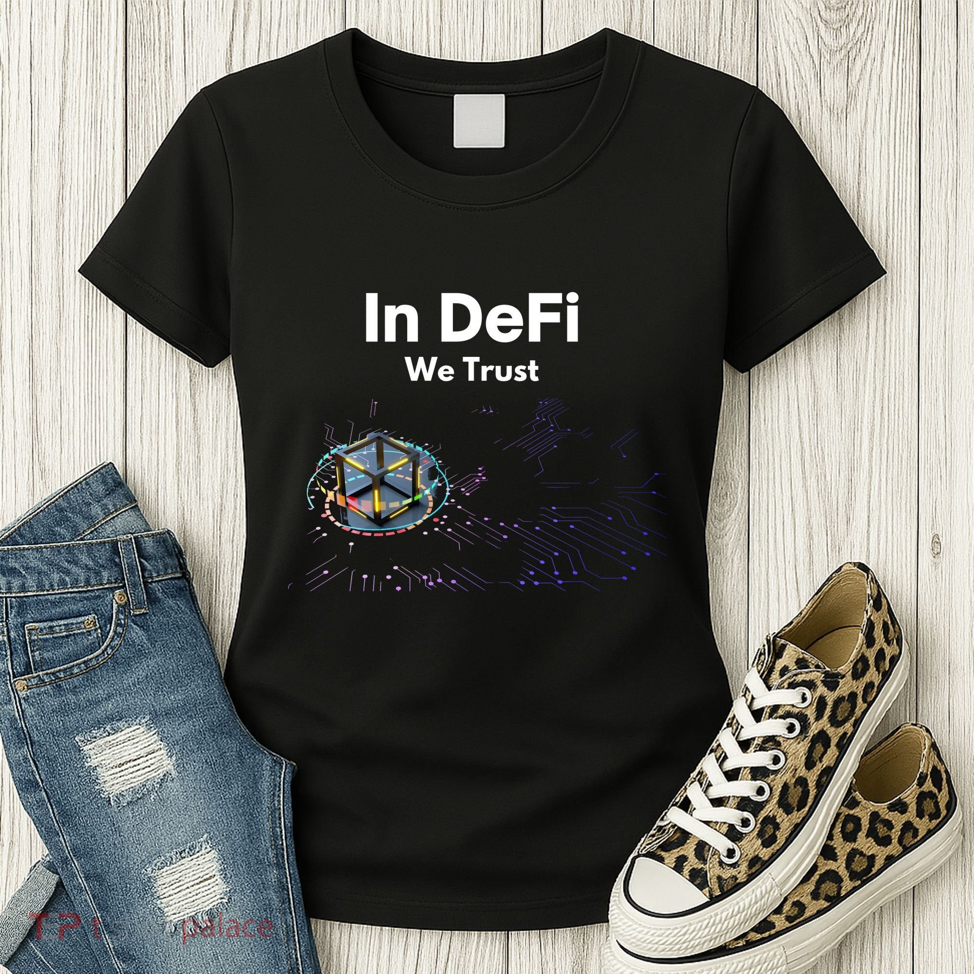 In DeFi We Trust Cryptocurrency Bitcoin Ethereum Blockchain Women's T-Shirt