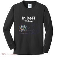 In DeFi We Trust Cryptocurrency Bitcoin Ethereum Blockchain Kids Long Sleeve Shirt thumb 0