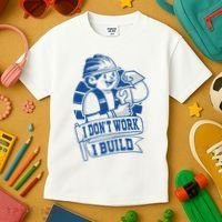 I Don't Work I Build Construction Worker Kids T-Shirt thumb 3