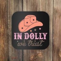 In Dolly We Trust Pink Western Hat Coaster thumb 0