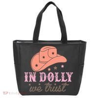 In Dolly We Trust Pink Western Hat Tote Bag thumb 0
