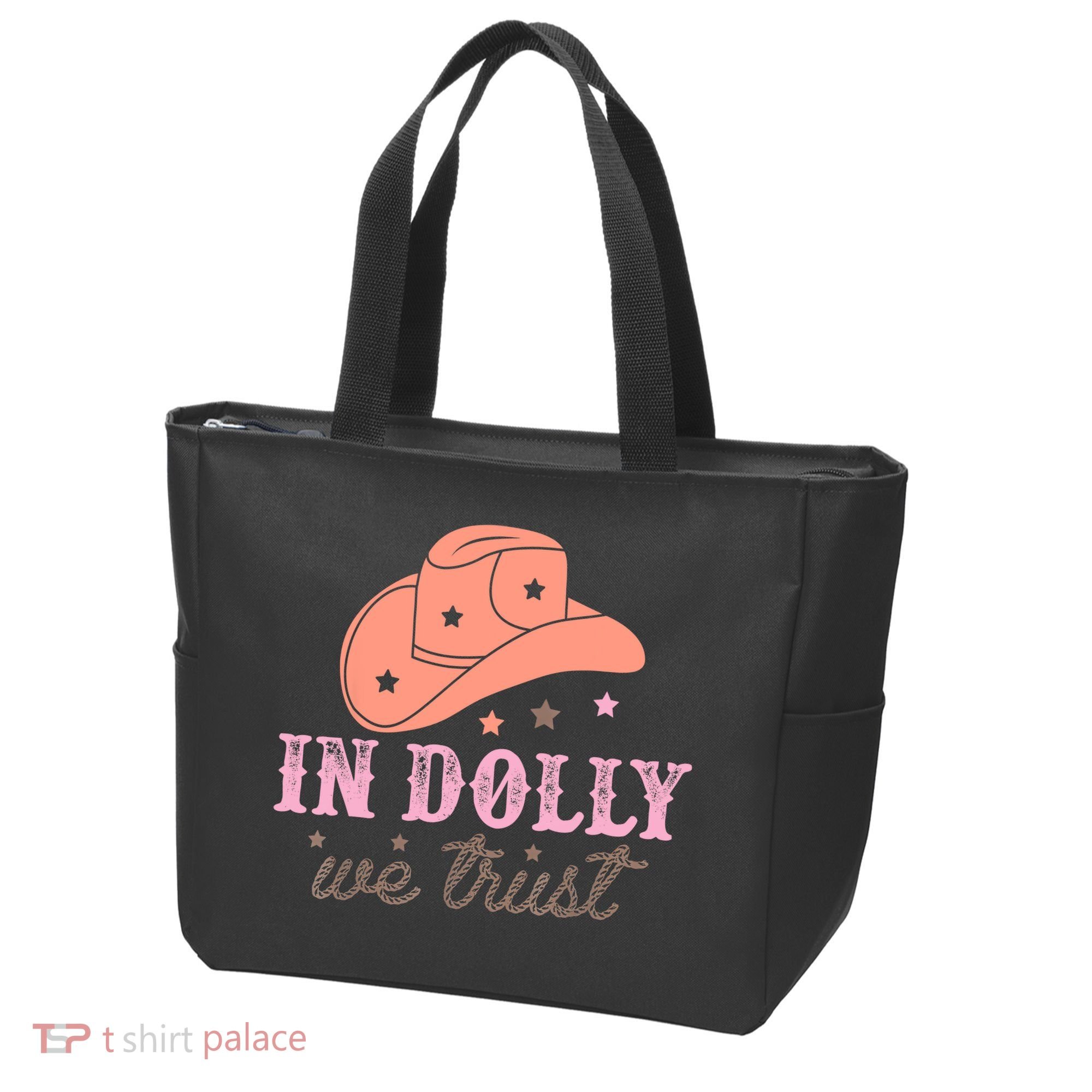 In Dolly We Trust Pink Western Hat Tote Bag