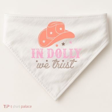 In Dolly We Trust Pink Western Hat USA-Made Doggie Bandana