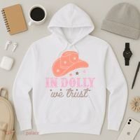 In Dolly We Trust Pink Western Hat Hoodie thumb 3
