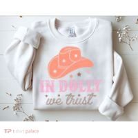 In Dolly We Trust Pink Western Hat Sweatshirt thumb 2