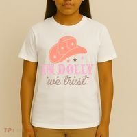 In Dolly We Trust Pink Western Hat T-Shirt thumb 4
