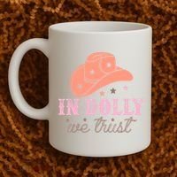In Dolly We Trust Pink Western Hat Coffee Mug thumb 2