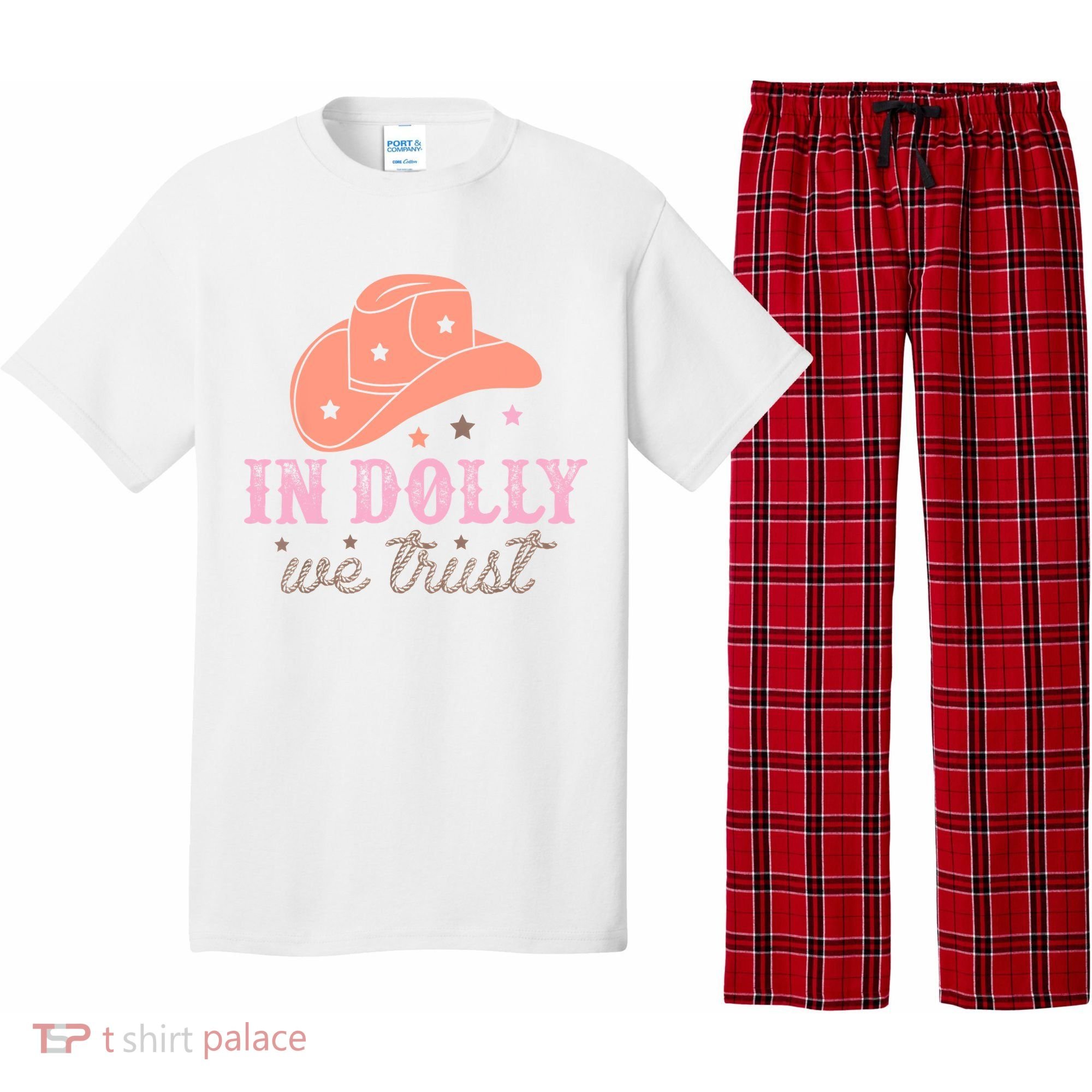 In Dolly We Trust Pink Western Hat Pajama Set
