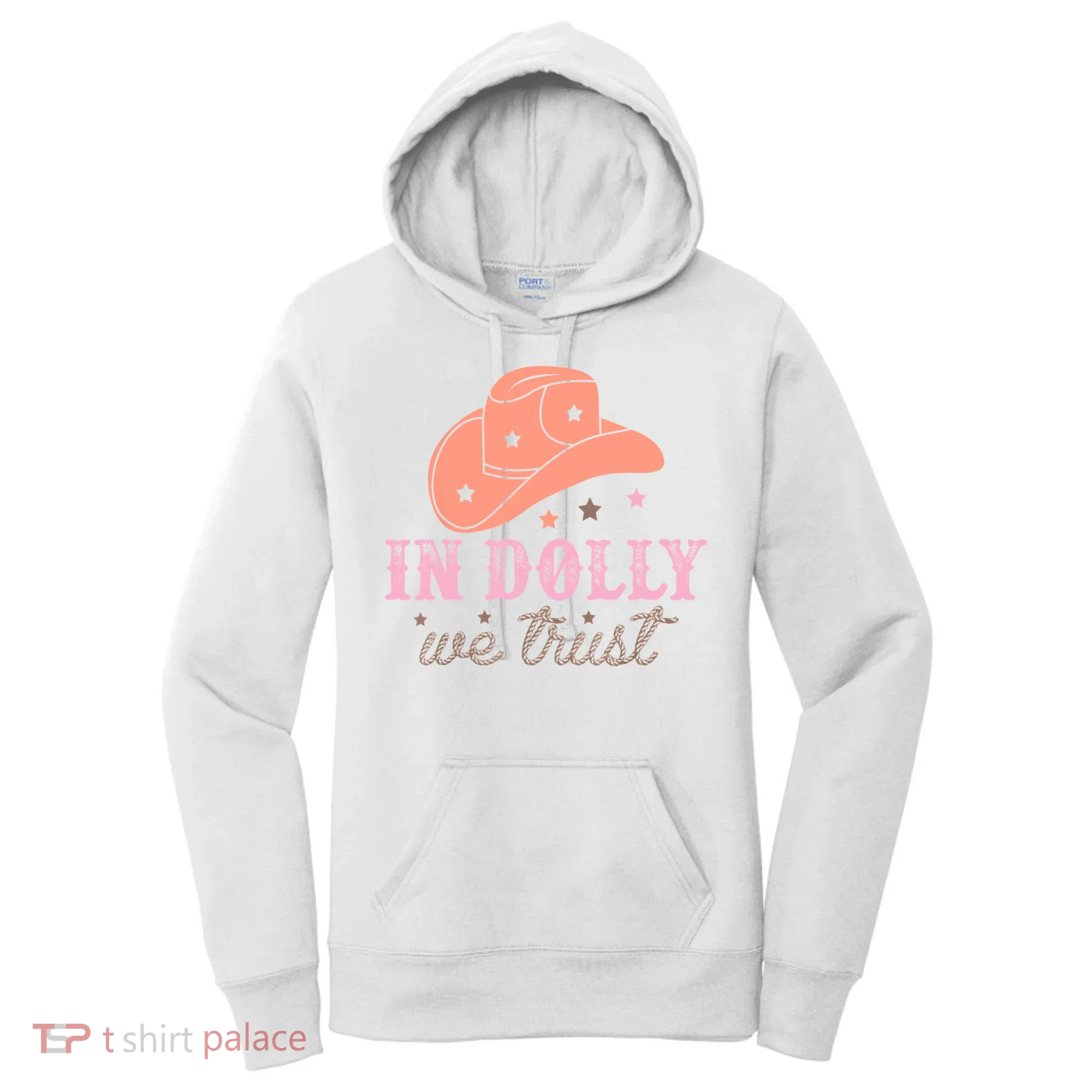 In Dolly We Trust Pink Western Hat Women's Hoodie