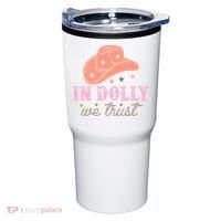In Dolly We Trust Pink Western Hat Tumbler thumb 0