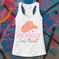 In Dolly We Trust Pink Western Hat Women's Tank Top thumb 3