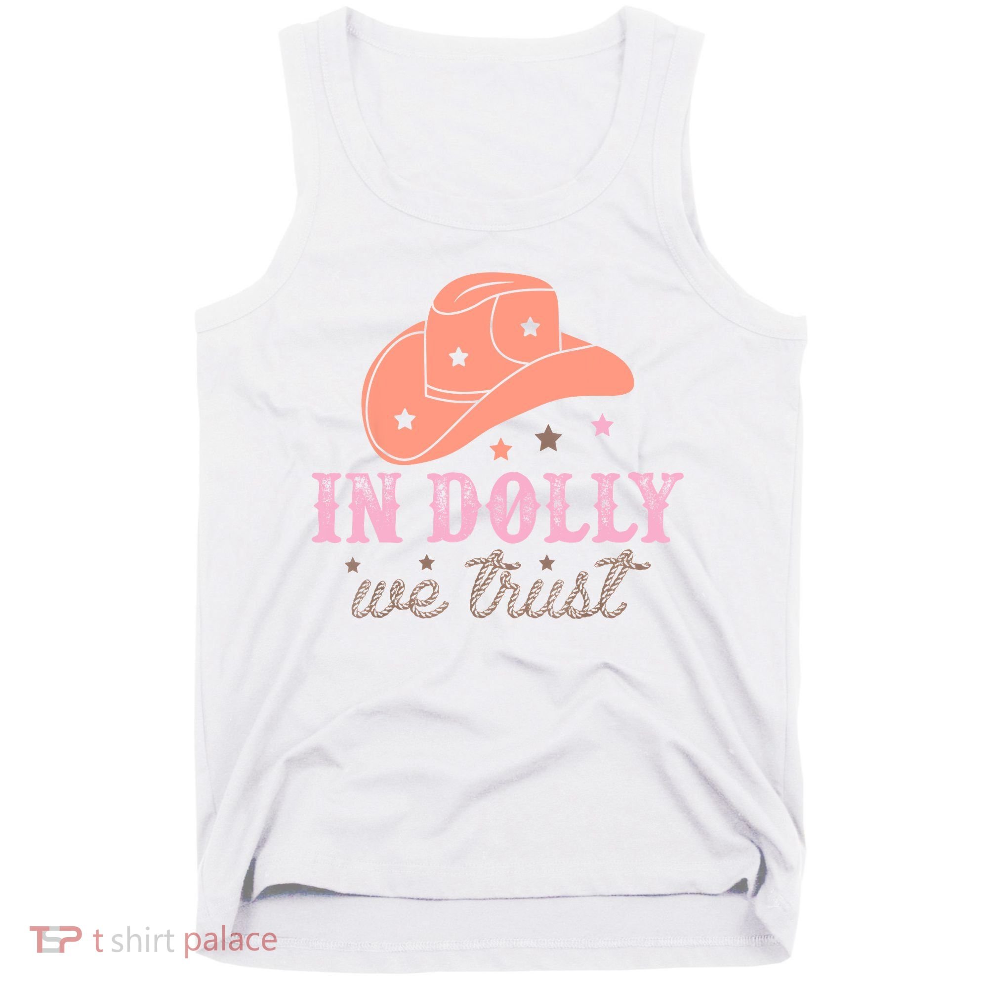 In Dolly We Trust Pink Western Hat Tank Top