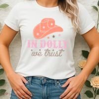 In Dolly We Trust Pink Western Hat Women's T-Shirt thumb 2