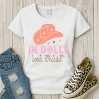 In Dolly We Trust Pink Western Hat Women's T-Shirt thumb 3