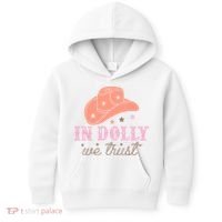 In Dolly We Trust Pink Western Hat Kids Hoodie thumb 0