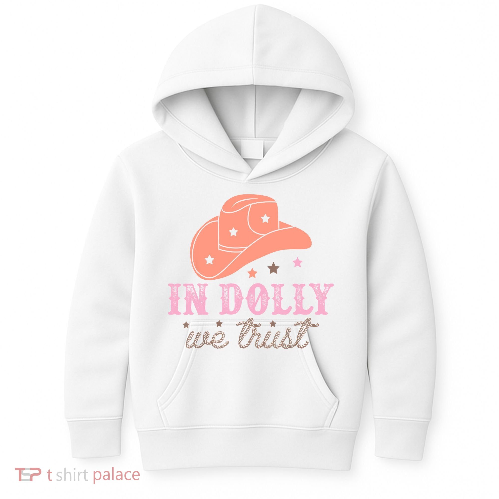 In Dolly We Trust Pink Western Hat Kids Hoodie