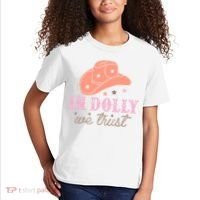 In Dolly We Trust Pink Western Hat Kids T-Shirt thumb 2