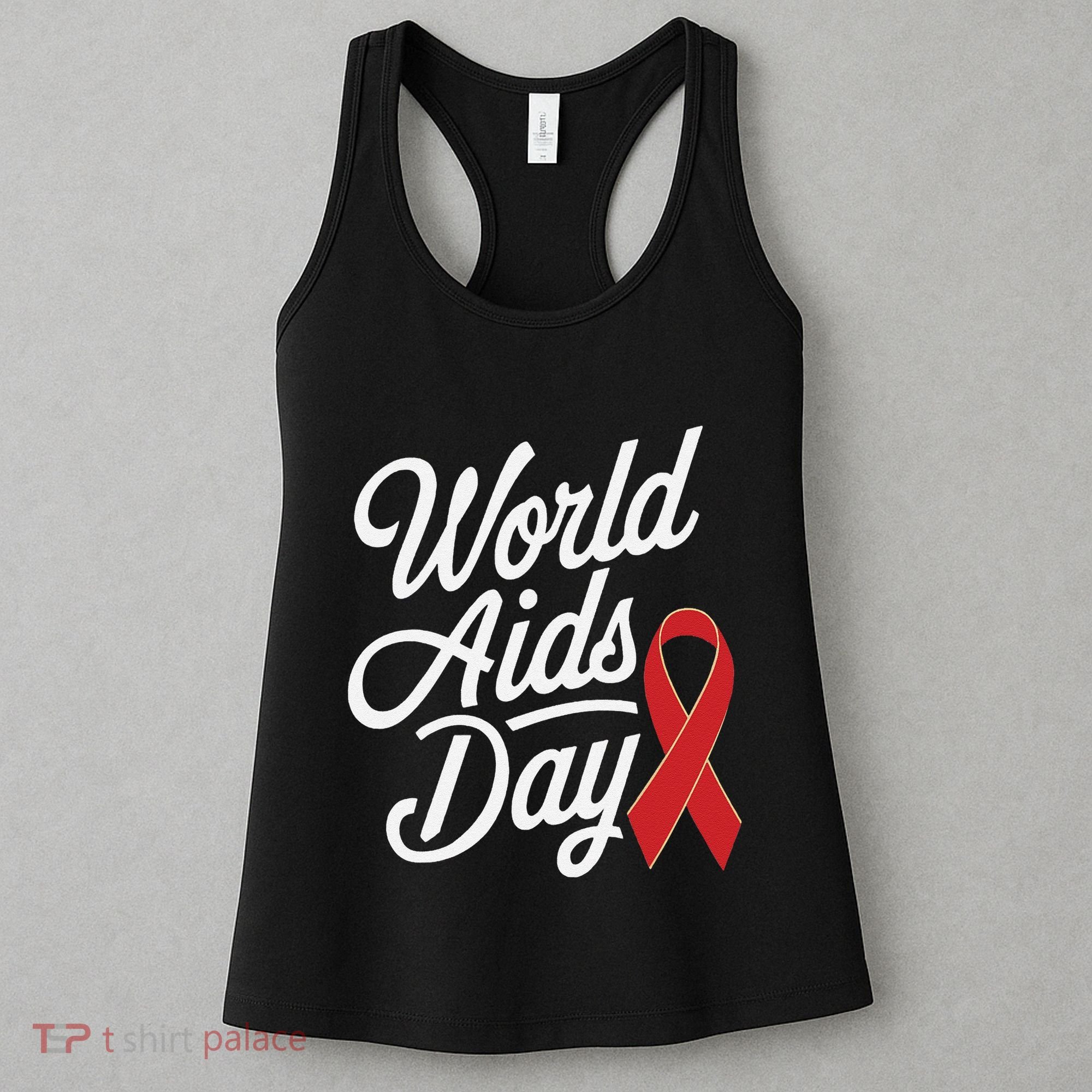 In December World Aids Day Red Ribbon Hivaids Awareness Women's Tank Top