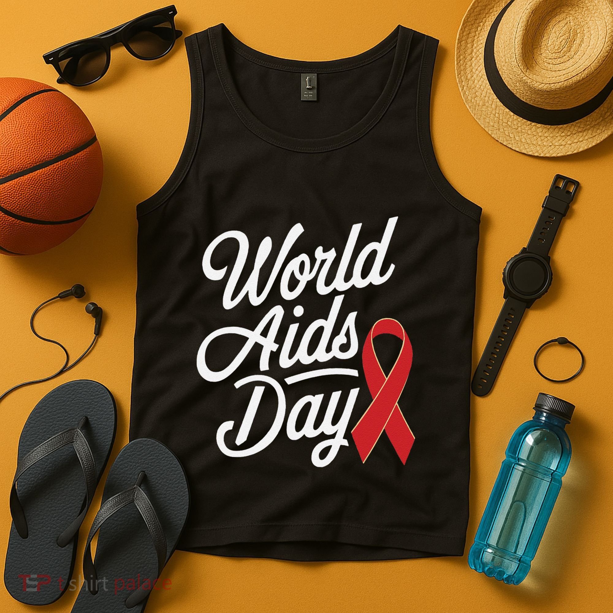 In December World Aids Day Red Ribbon Hivaids Awareness Tank Top