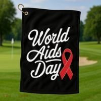 In December World Aids Day Red Ribbon Hivaids Awareness Golf Towel thumb 1