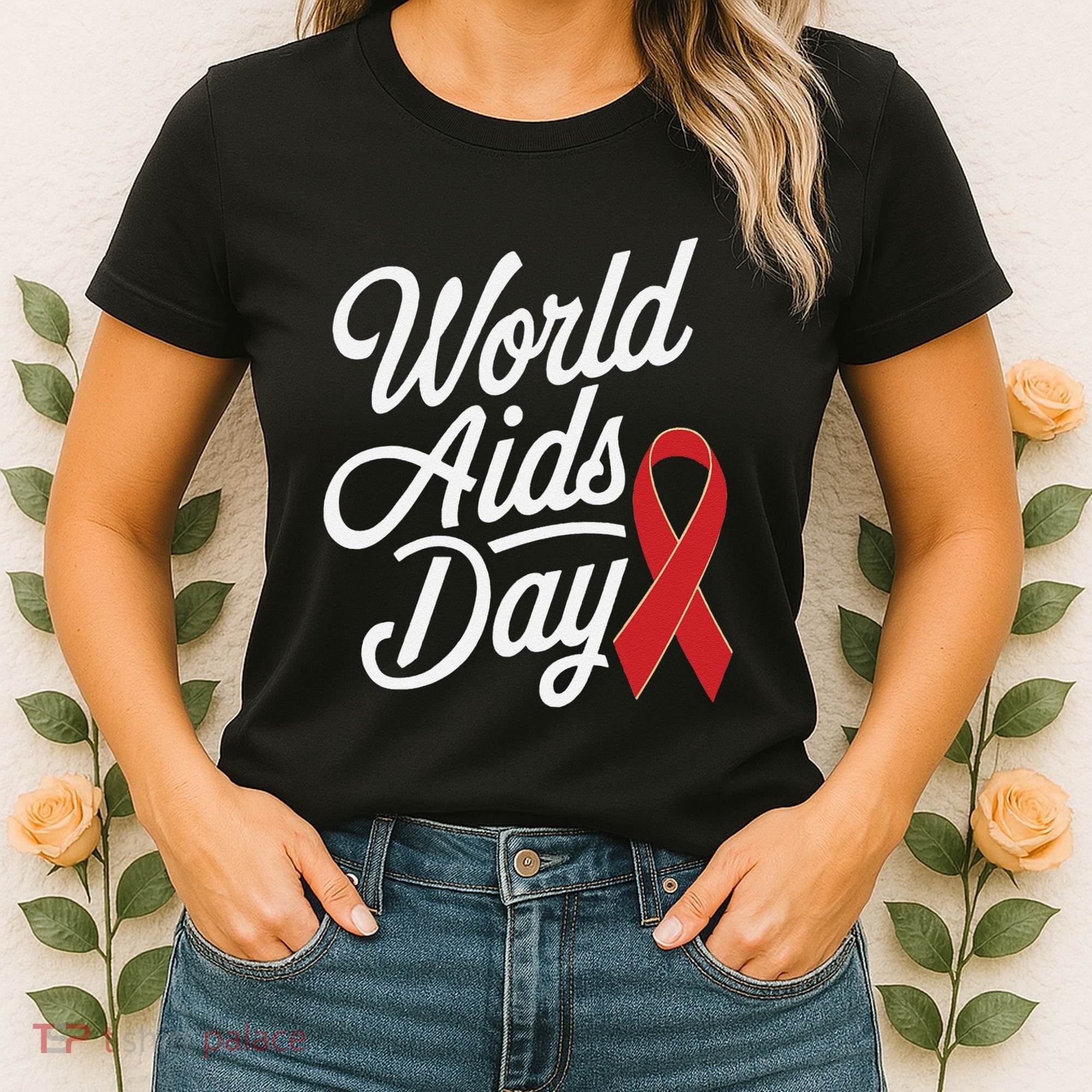 In December World Aids Day Red Ribbon Hivaids Awareness Women's T-Shirt