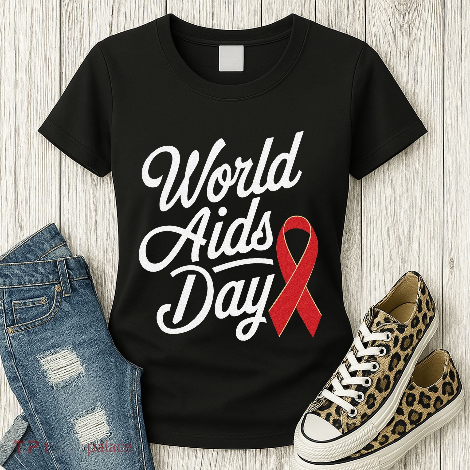 In December World Aids Day Red Ribbon Hivaids Awareness Women's T-Shirt