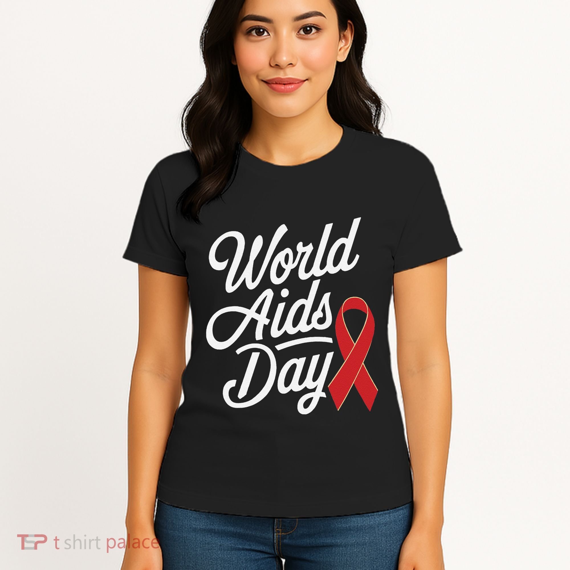 In December World Aids Day Red Ribbon Hivaids Awareness Women's T-Shirt