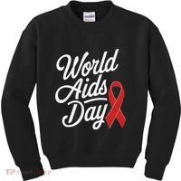 In December World Aids Day Red Ribbon Hivaids Awareness Kids Sweatshirt thumb 0