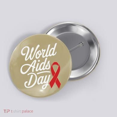 In December World Aids Day Red Ribbon Hivaids Awareness Button