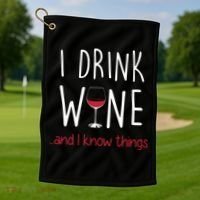 I Drink Wine And I Know Things Golf Towel thumb 1