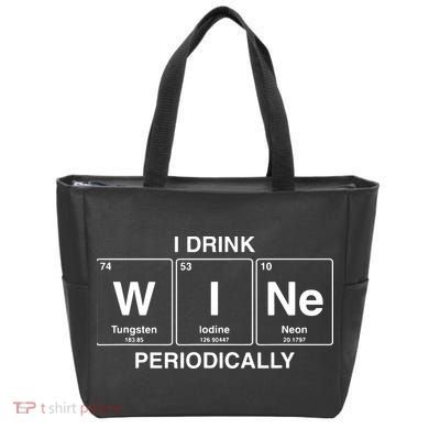 I Drink Wine Periodically Funny Periodic Table Wine Drinker Tote Bag