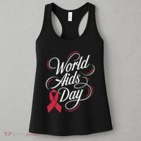 In December World Aids Day Hivaids Awareness Red Ribbon Women's Tank Top thumb 3