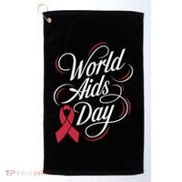 In December World Aids Day Hivaids Awareness Red Ribbon Golf Towel thumb 0