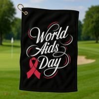 In December World Aids Day Hivaids Awareness Red Ribbon Golf Towel thumb 1