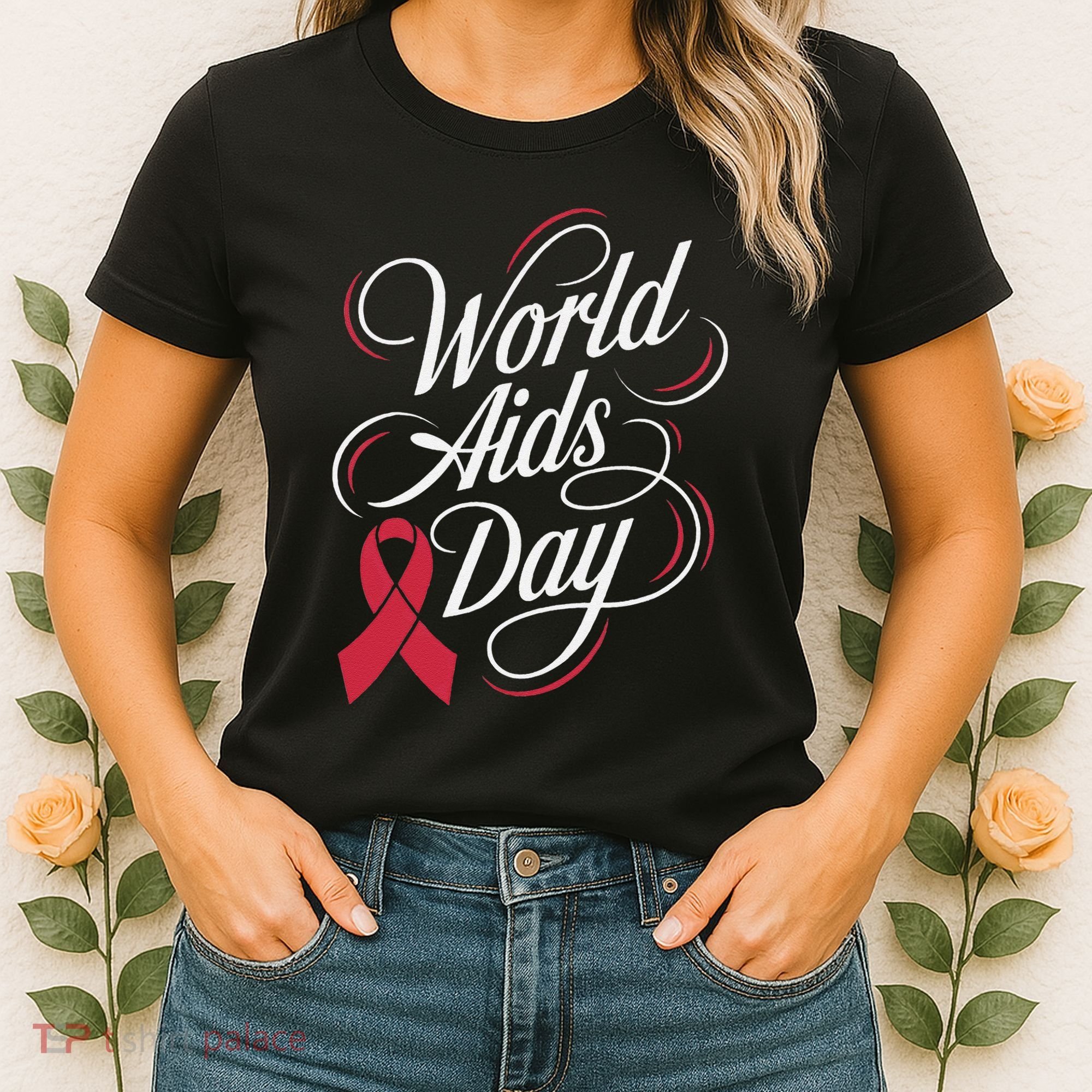 In December World Aids Day Hivaids Awareness Red Ribbon Women's T-Shirt