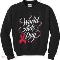In December World Aids Day Hivaids Awareness Red Ribbon Kids Sweatshirt thumb 0