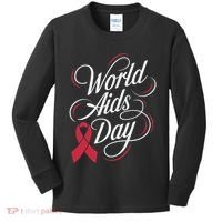 In December World Aids Day Hivaids Awareness Red Ribbon Kids Long Sleeve Shirt thumb 0