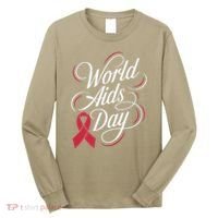 In December World Aids Day Hivaids Awareness Red Ribbon Long Sleeve Shirt thumb 0