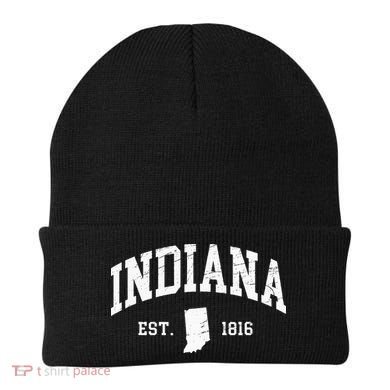 Indiana Est. 1816 Distressed Worn Design Classic Beanie
