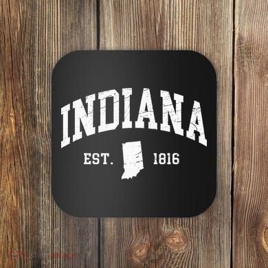 Indiana Est. 1816 Distressed Worn Design Classic Coaster