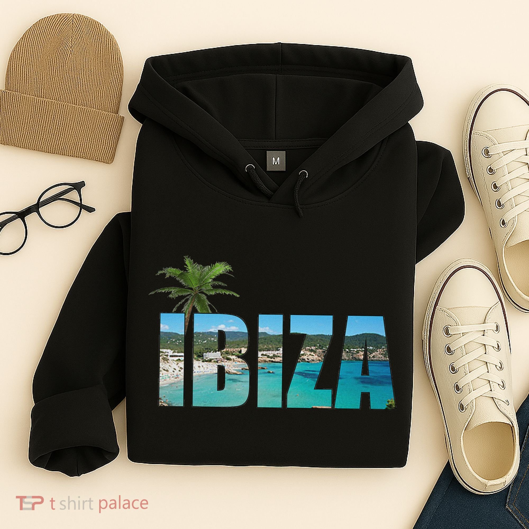 Ibiza Espana Beach Palm Tree Party Destination Hoodie