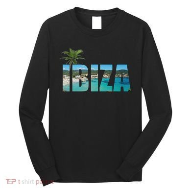 Ibiza Espana Beach Palm Tree Party Destination Long Sleeve Shirt