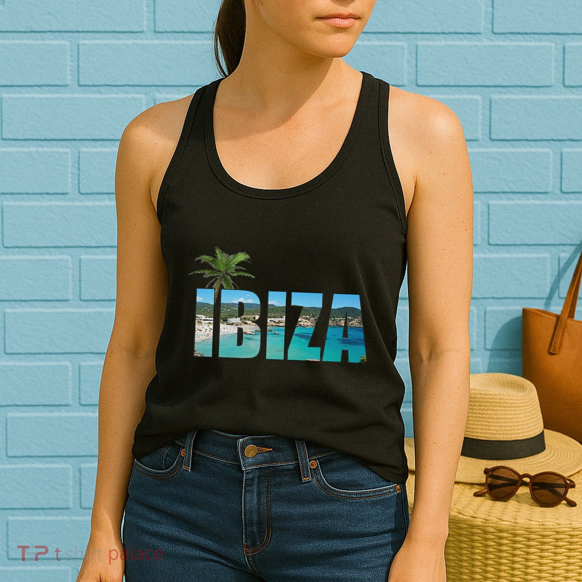 Ibiza Espana Beach Palm Tree Party Destination Women's Tank Top